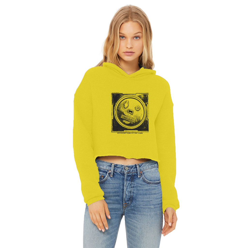 Paris_01 Ladies Cropped Raw Edge Hoodie