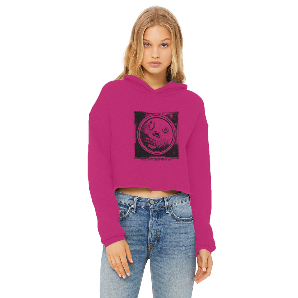 Paris_01 Ladies Cropped Raw Edge Hoodie